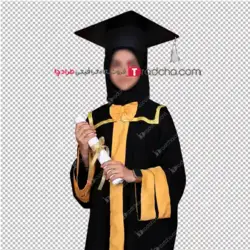 فایل psd لباس فارغ التحصیلی محجبه با مقنعه مشکی قابل مونتاژ