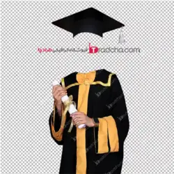 فایل psd لباس فارغ التحصیلی محجبه با مقنعه مشکی قابل مونتاژ