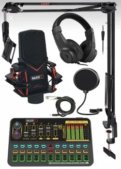 ست کامل حرفه ای استدیو میکروفن هدفون و کارت صدا Midex