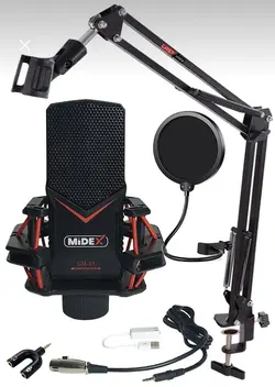 ست کامل حرفه ای استدیو میکروفن هدفون و کارت صدا Midex