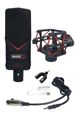 ست کامل حرفه ای استدیو میکروفن هدفون و کارت صدا Midex