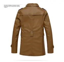 کت چرم طبیعی بلند کلاسیک کاشمر New Plus Cashmere Trench Leather Coat Mens