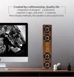 اسپیکر چوبی ساعت آلارم وایرلس رادیو پرتیبل سابوفر ۳۰۰۰ میلی آمپر Wooden Subwoofer Soundbar Portable