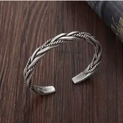دستبند نقره ۹۲۵ عیار دستساز بافت 925 Sterling Silver Twisted Woven Bracelet