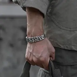 دستبند استیل پهن فری سایز رترو طرحدار Bangle Stainless Steel Retro