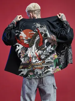 کیمونو ژاپنی مردانه Samurai Costume Haori Obi Beach