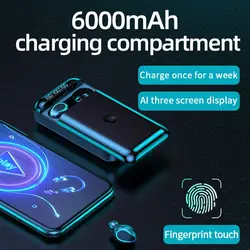 پاوربانک 6000mah و هندزفری بلوتوث 5.1 بهمراه میکروفون و تاچ لمسی Sports Waterproof
