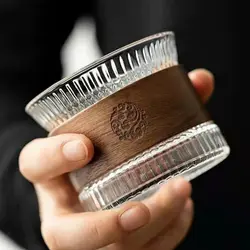 لیوان فوق لاکچری چوب طبیعی و کریستال