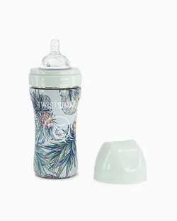 شیشه شیر استیل ۳۳۰ میلی لیتر طرح آناناس تویست شیک