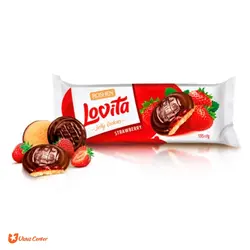 کوکی ژله ای لاویتا روشن با طعم توت فرنگی و روکش شکلات 135 گرم - فروشگاه اینترنتی اولدوز سنتر