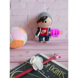 عروسک روسی سویشرت دار آبی 18 سانتی