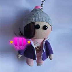 عروسک روسی سویشرت دار بنفش 15 سانتی