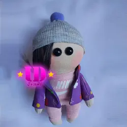 عروسک روسی سویشرت دار بنفش 15 سانتی