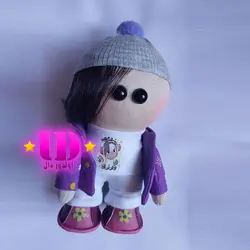 عروسک روسی سویشرت دار بنفش 15 سانتی