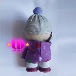 عروسک روسی سویشرت دار بنفش 15 سانتی