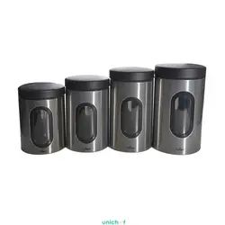 جا حبوبات 4 سایز پنجره دار استیل