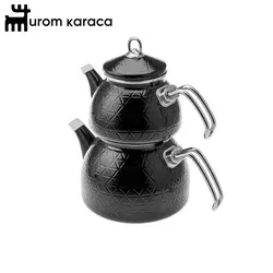 ست قوری مینای سیاه کریستال