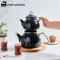 ست قوری مینای سیاه کریستال