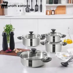 سرویس ظروف استیل 8 تکه Karaca Buca