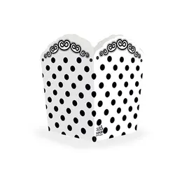 ظرف پاپ کورن سفید خال مشکی بسته 10 عددی