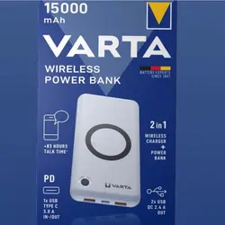 پاوربانک وایرلس فست شارژ وارتا ظرفیت 15000میلی آمپر