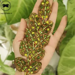 قیمت و خرید جفت اپلیکه برگ جواهردوزی سبز کد A32 - وایو