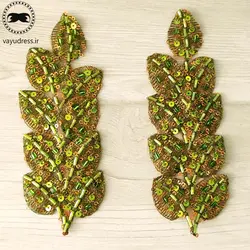 قیمت و خرید جفت اپلیکه برگ جواهردوزی سبز کد A32 - وایو