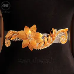 قیمت و خرید کمربند طلایی تزیینی لباس مجلسی و عروس جواهردوزی کد B01 - وایو