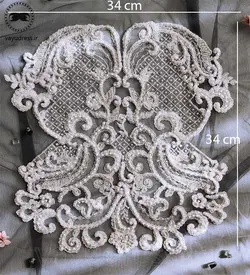 پنل دکلته و یقه لباس عروس فول کار شده کریستالی دست دوز - وایو