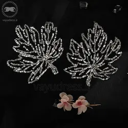 جفت اپلیکه برگ جواهردوزی - مدل چنار کد A16 - وایو