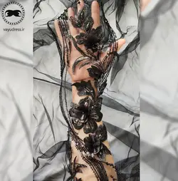 پنل لباس مجلسی مشکی - جواهر دوزی و گلدوزی - وایو