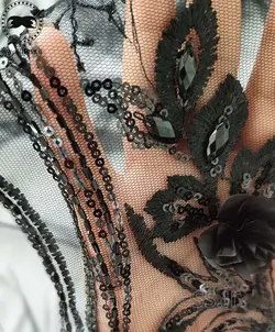 پنل لباس مجلسی مشکی - جواهر دوزی و گلدوزی - وایو