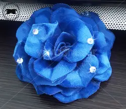 خرید گل رز پارچه ای آبی مخمل- مخصوص تزیینات لباس، بسته ای - فروشگاه لباس وایو