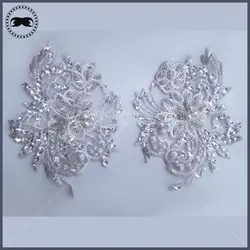 جفت اپلیکه لباس عروس و مانتو طرح گل کد A01b2 - قیمت انواع اپلیکه ها- فروشگاه وایو