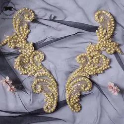 خرید اپلیکه و پنل لباس مجلسی طلایی کد A01g1 - قیمت پنل و اپلیکه - فروشگاه وایو