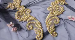 خرید اپلیکه و پنل لباس مجلسی طلایی کد A01g1 - قیمت پنل و اپلیکه - فروشگاه وایو