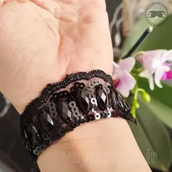 نوار حاشیه دوزی مشکی کار شده کد S07 - وایو