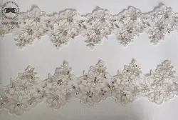 نوار حاشیه دانتل سفید کد S08 - خرید نوار تزیینی - وایو