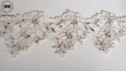 نوار حاشیه دانتل سفید کد S08 - خرید نوار تزیینی - وایو