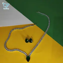 نیم ست طرح جواهر با نگین صورتی