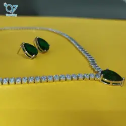 نیم ست طرح جواهر با نگین سبز