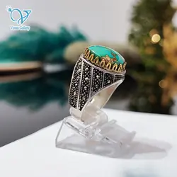 انگشتر نقره مردانه سنگ فیروزه نیشابور اصل