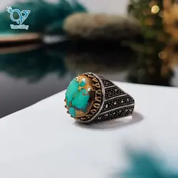 انگشتر نقره مردانه سنگ فیروزه نیشابور اصل