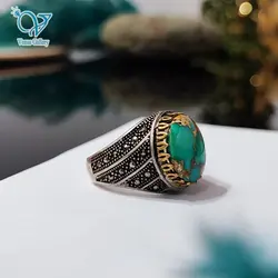 انگشتر نقره مردانه سنگ فیروزه نیشابور اصل