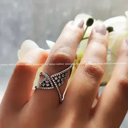 انگشتر نقره زنانه طرح جواهر ظریف