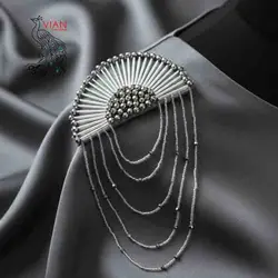 تکه دوزی سردوشی ملیله و مروارید کریستال