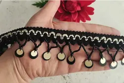 نوار پولکی آویز منجوق و پولک طلایی