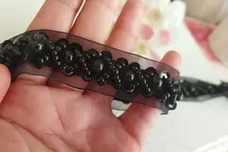 نوار کار شده منجوق مروارید مشکی