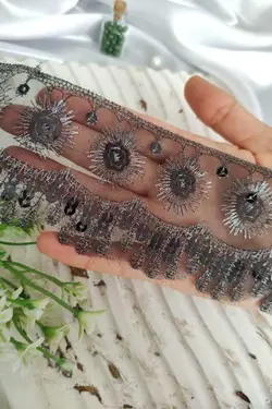 نوار گیپور پولک مشکی هندی پهن ( 10 یاردی )