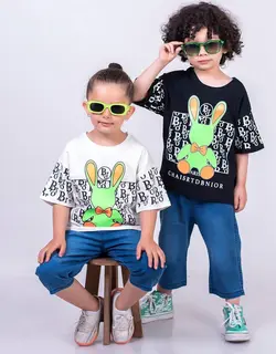 تیشرت شلوارک لی طرح خرگوش پاپیون